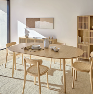 Eettafel Kave Home, Oqui | Uitschuifbaar | Rond | Eiken, Bruin